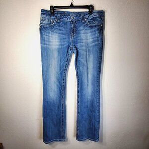 Miss Me Womens Size 29 Medium Wash Bootcut Jeans With Embellished Back Pockets